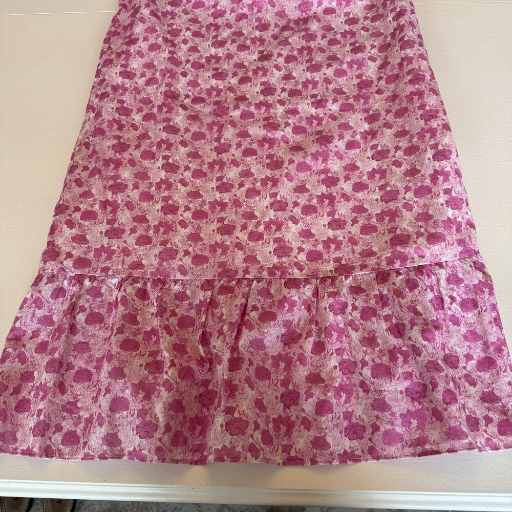 Tuckernuck New Hyacinth House Pink White Floral Midi Dress Size Medium Linen - Picture 4 of 12